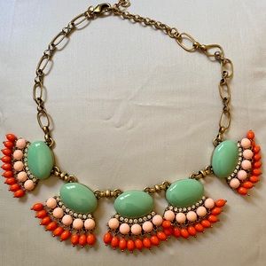 JCrew Multicolor Fan Fringe Statement Necklace